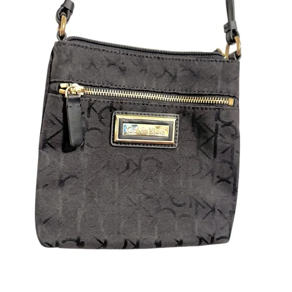 Calvin Klein Black Canvas/Leather Crossbody Bag with Adjustable Strap - Picture 2 of 3
